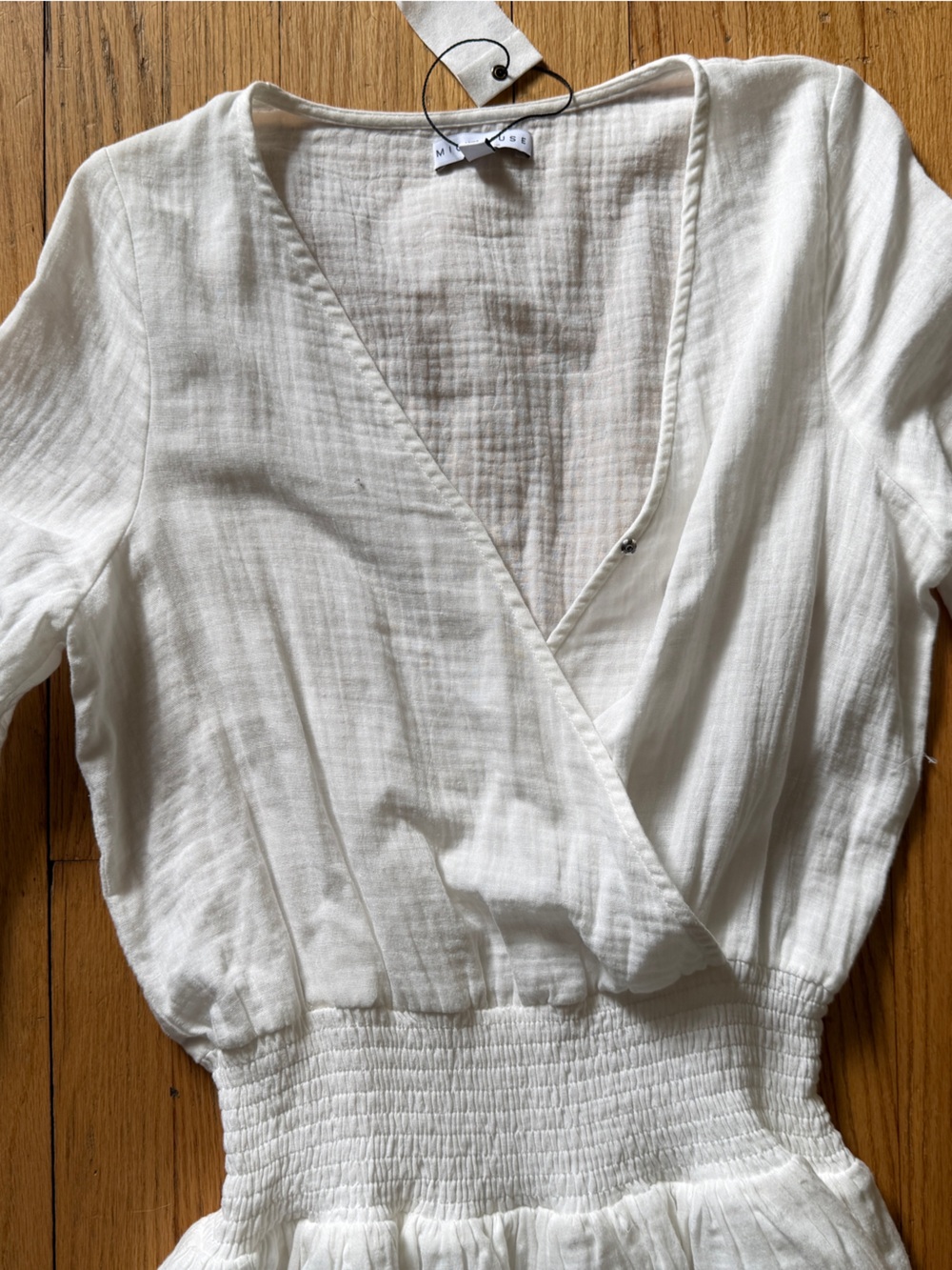 Miou Muse White Gauze Wrap-Style Dress in Small NWT - Picture 3 of 6